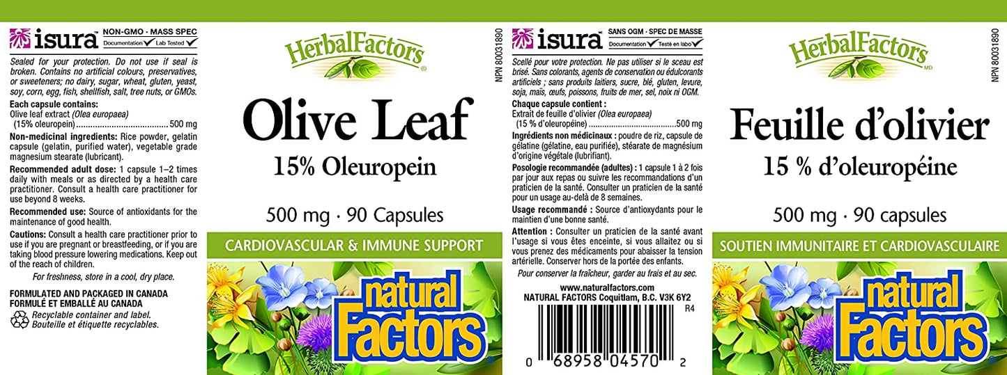 Natural Factors Olive Leaf 90 Caps