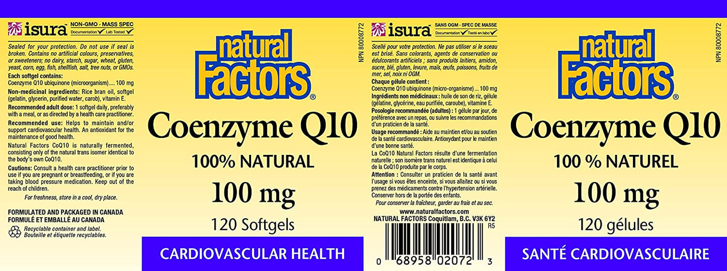 Natural Factors Coenzyme Q10 100mg 120 Soft Gels