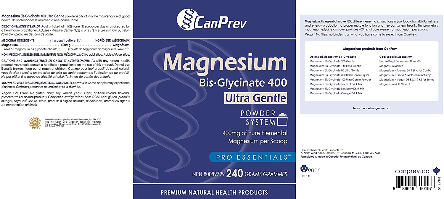 CanPrev Magnesium Bis-Glycinate 400 Ultra Gentle Powder System 240g- CANPREV-The Health Store- Default Title