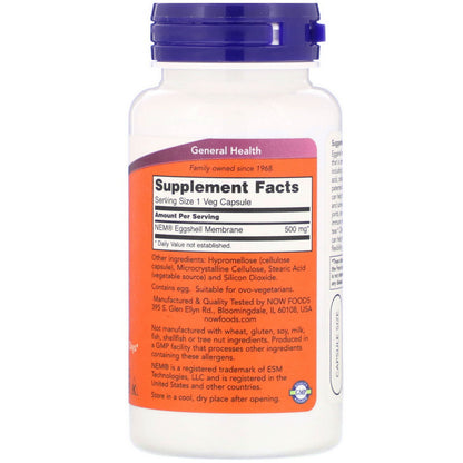 NOW Eggshell Membrane Joint Health 60 V Caps- PURE SOURCE-The Health Store- Default Title