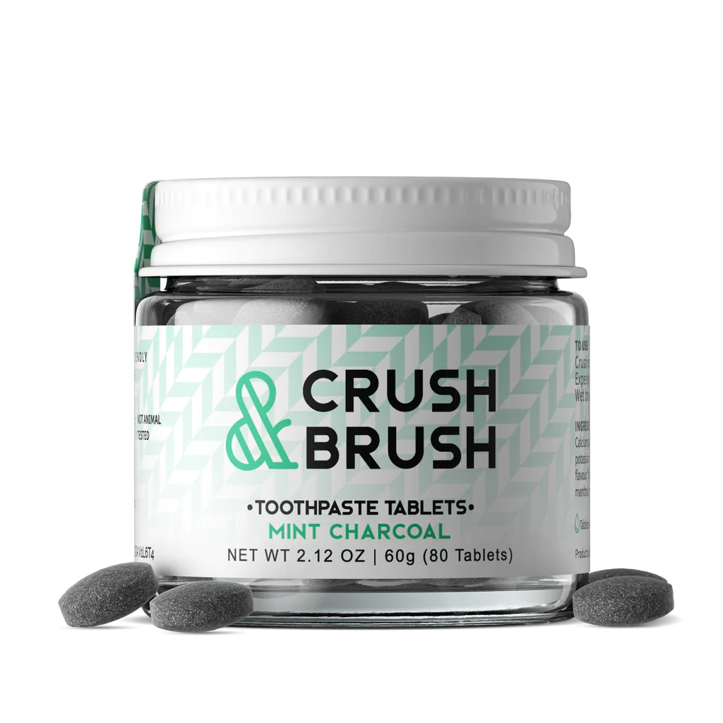 Nelson Naturals Crush Brush Toothpaste Tablets - Mint Charcoal 80tablets- PURITY LIFE-The Health Store- Default Title