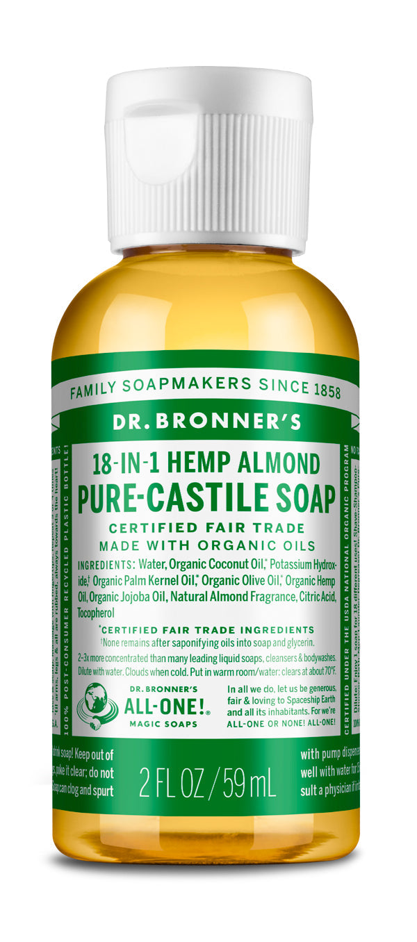 Dr. Bronner's Pure Castile Soap Almond - 59mL- PURE SOURCE-The Health Store- Default Title