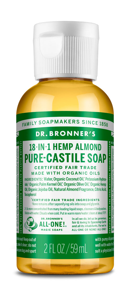 Dr. Bronner's Pure Castile Soap Almond - 59mL- PURE SOURCE-The Health Store- Default Title