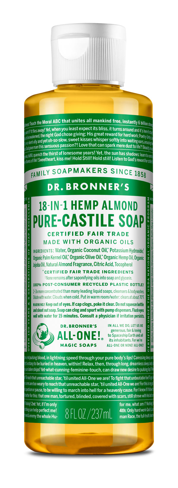 Dr. Bronner's Pure Castile Soap Almond 237mL- PURE SOURCE-The Health Store- Default Title