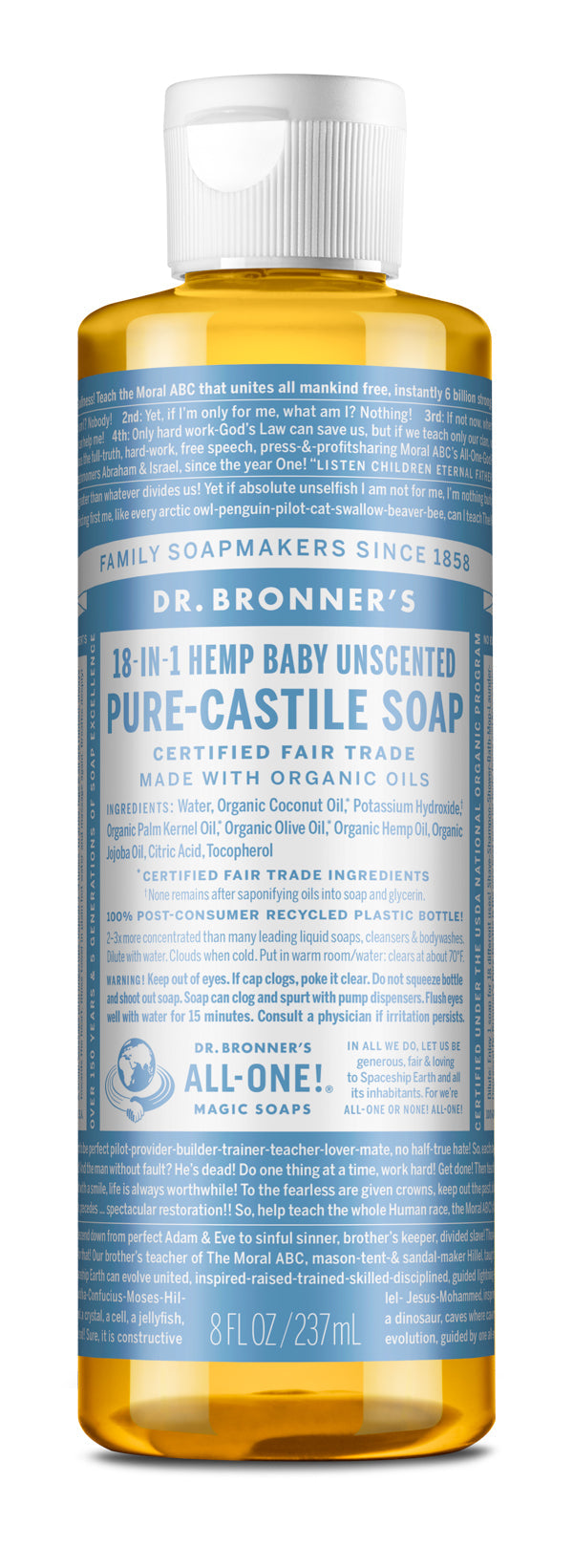 Dr. Bronner's Pure Castile Soap Baby Unscented 237mL