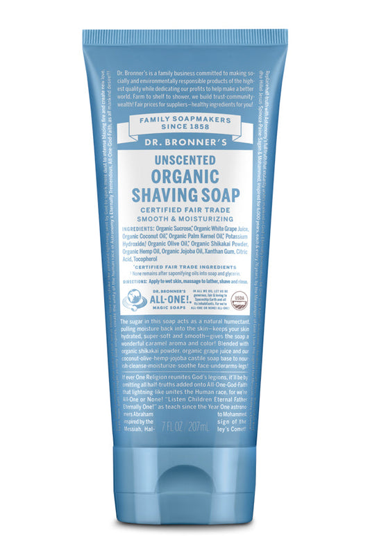 Dr. Bronner’s Shave Soap Unscented - 207mL- PURITY LIFE-The Health Store- Default Title