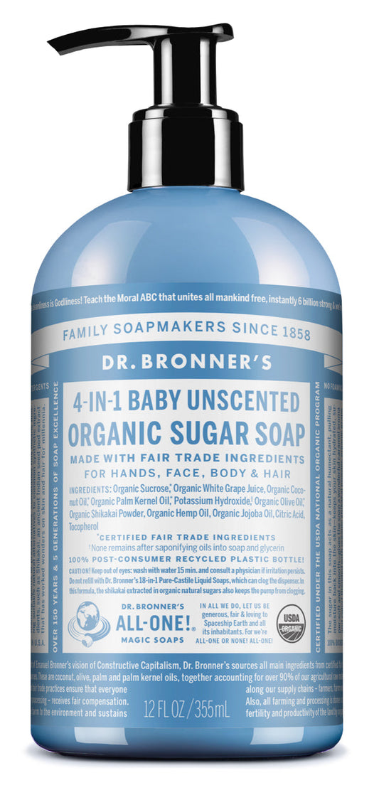 Dr. Bronner’s Organic Sugar Pump Soap Unscented - 355mL- PURITY LIFE-The Health Store- Default Title
