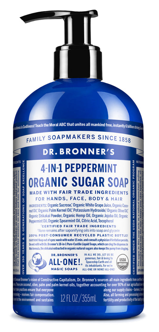 Dr. Bronner’s Organic Sugar Pump Soap Peppermint - 355mL- PURITY LIFE-The Health Store- Default Title