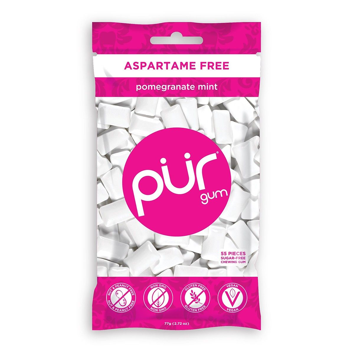 Pur Gum Bag Pomegranate Mint 55 Pieces 77g- PURITY LIFE-The Health Store- Default Title