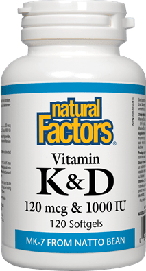Natural Factors Vitamin K & D 120mcg 120 mcg/1000 IU MK-7 120 Soft Gels