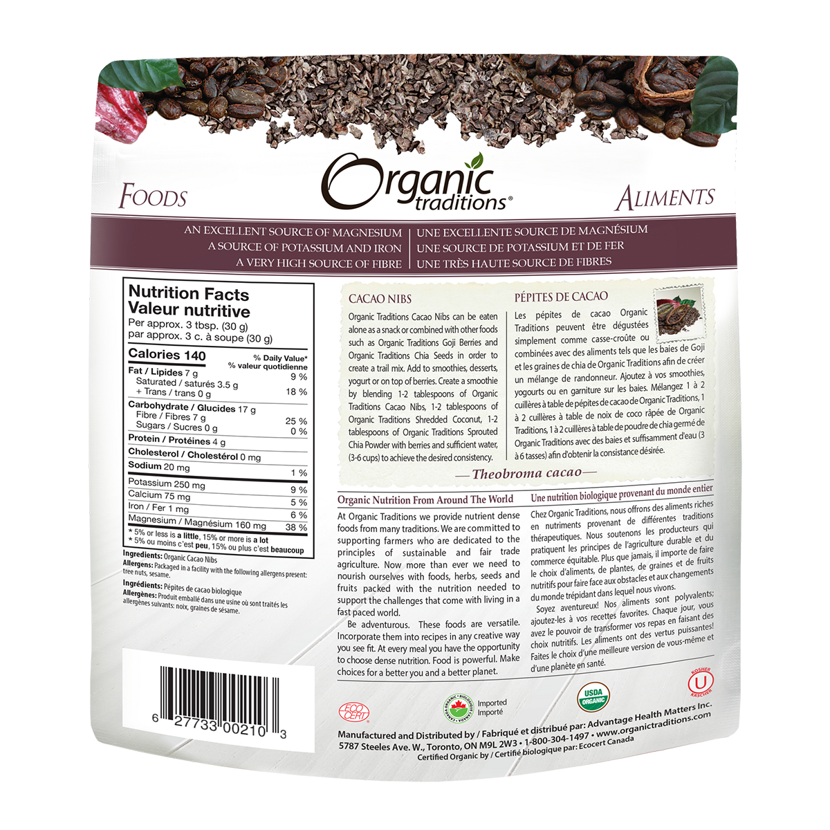 Organic Traditions Cacao Nibs 227g- PURITY LIFE-The Health Store- Default Title