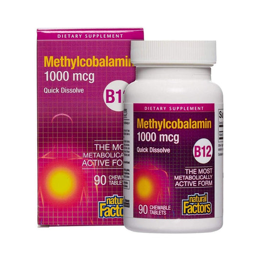 Natural Factors Vitamin B12 Methylcobalamin 1000mg 90 Sublingual Tabs